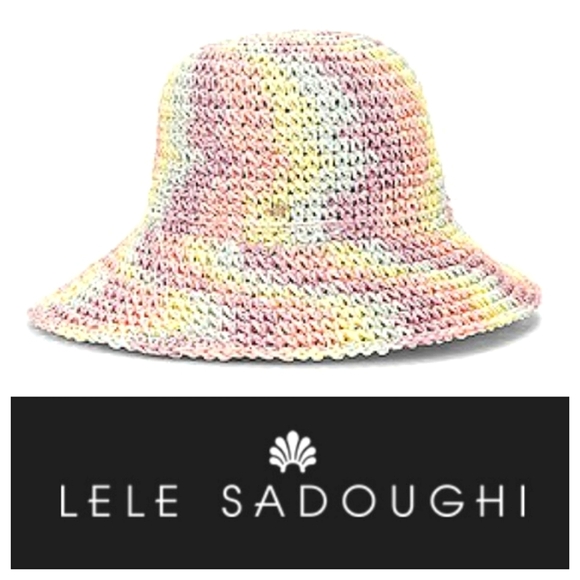 Lele Sadoughi Accessories - Lele Sadoughi Raffia Rainbow Bucket Hat in Pastel Playa & Signature Dust Bag NWT